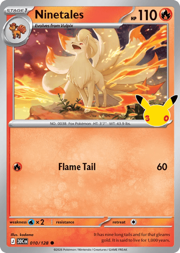 Ninetales Pokemon card #10 from 30th Celebration