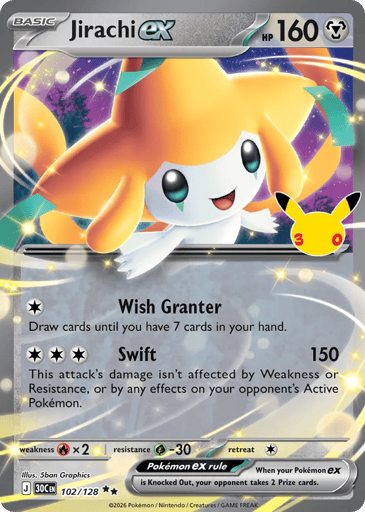 Jirachi ex Pokemon card #102 from 30th Celebration