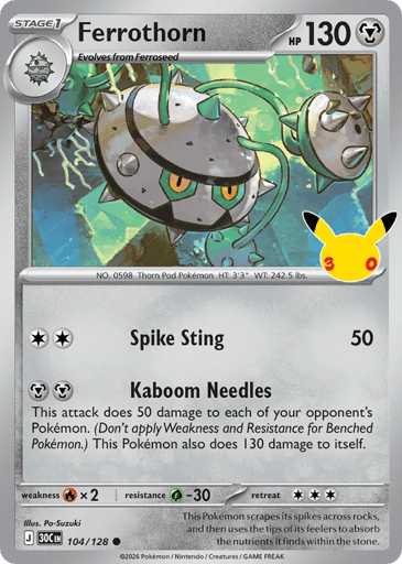 Ferrothorn Pokemon card #104 from 30th Celebration