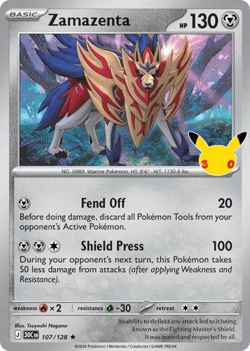 Zamazenta Pokemon card #107 from 30th Celebration