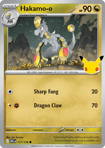 Hakamo-o Pokemon card #111 from 30th Celebration