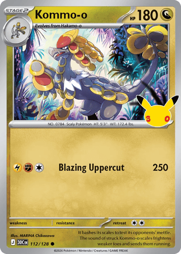Kommo-o Pokemon card #112 from 30th Celebration