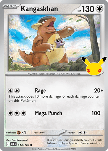 Kangaskhan Pokemon card #114 from 30th Celebration