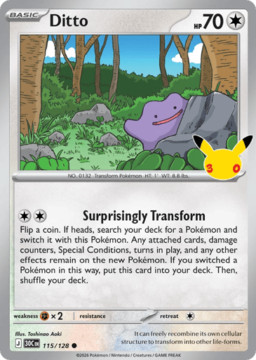 Ditto Pokemon card #115 from 30th Celebration