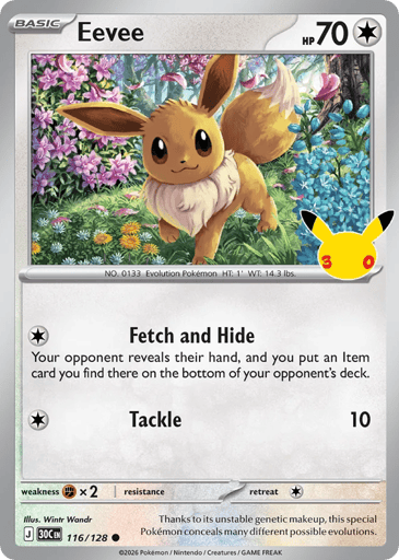 Eevee Pokemon card #116 from 30th Celebration
