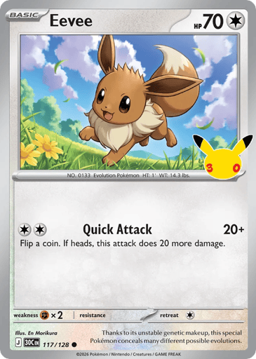 Eevee Pokemon card #117 from 30th Celebration