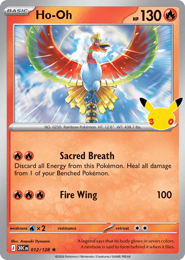 Ho-Oh Pokemon card #12 from 30th Celebration