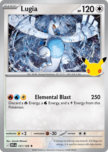 Lugia Pokemon card #121 from 30th Celebration