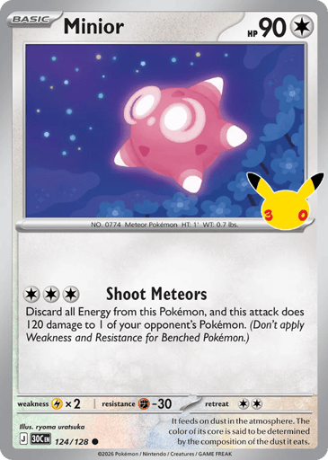 Minior Pokemon card #124 from 30th Celebration