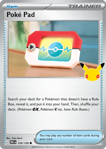 Poké Pad Pokemon card #126 from 30th Celebration
