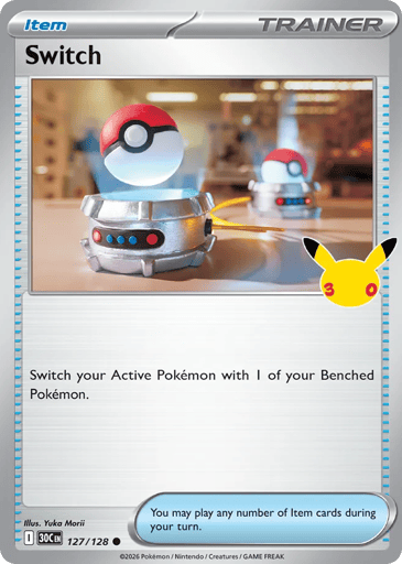 Switch Pokemon card #127 from 30th Celebration