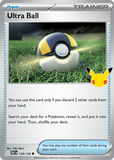 Ultra Ball Pokemon card #128 from 30th Celebration