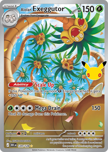 Alolan Exeggutor Pokemon card #129 from 30th Celebration
