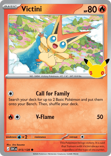 Victini Pokemon card #13 from 30th Celebration