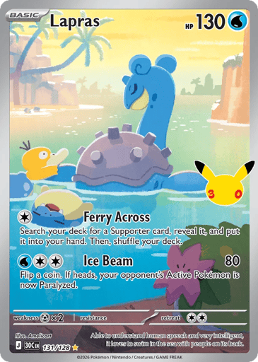 Lapras Pokemon card #131 from 30th Celebration