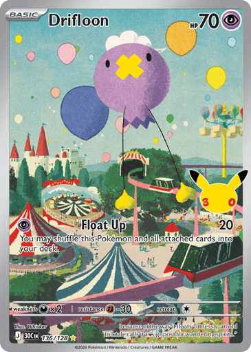 Drifloon Pokemon card #136 from 30th Celebration