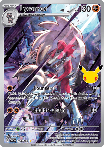 Lycanroc Pokemon card #138 from 30th Celebration