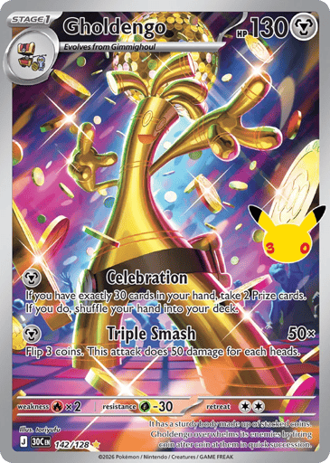 Gholdengo Pokemon card #142 from 30th Celebration