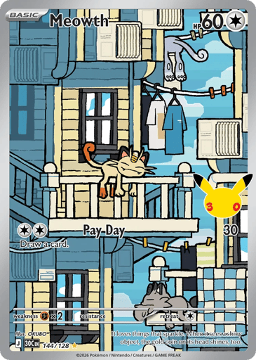 Meowth Pokemon card #144 from 30th Celebration