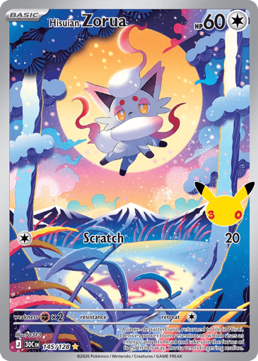 Hisuian Zorua Pokemon card #145 from 30th Celebration