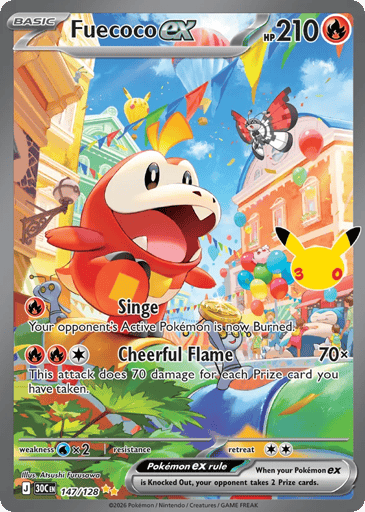 Fuecoco ex Pokemon card #147 from 30th Celebration