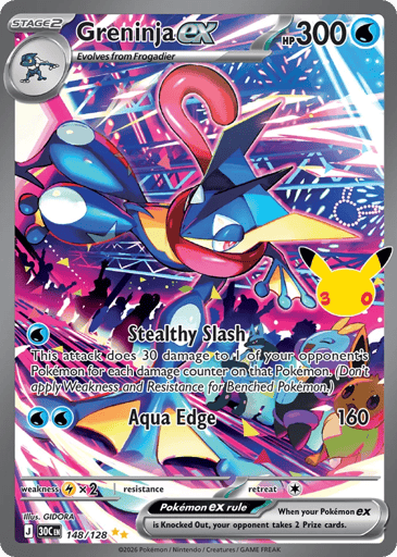 Greninja ex Pokemon card #148 from 30th Celebration
