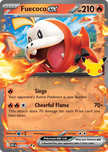 Fuecoco ex Pokemon card #15 from 30th Celebration