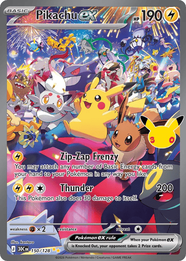 Pikachu ex Pokemon card #150 from 30th Celebration