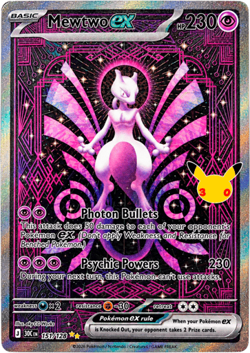 Mewtwo ex Pokemon card #151 from 30th Celebration