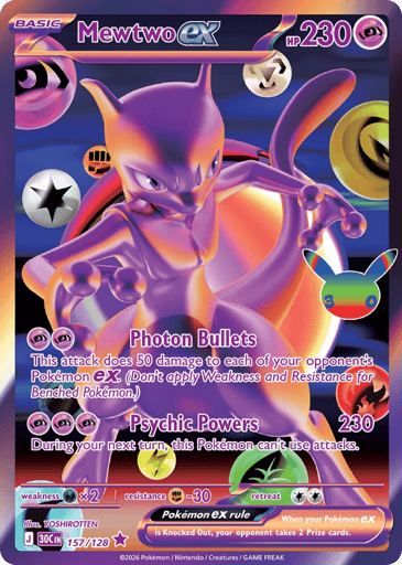 Mewtwo ex Pokemon card #157 from 30th Celebration