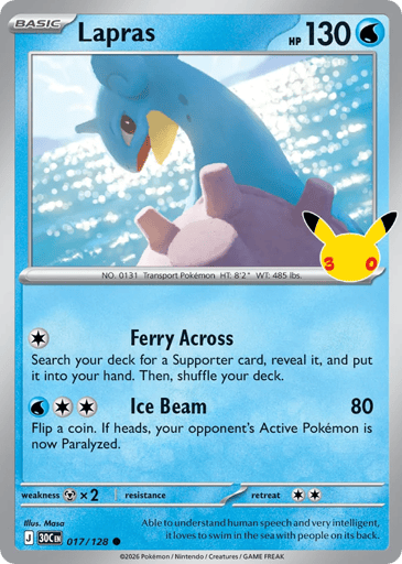 Lapras Pokemon card #17 from 30th Celebration