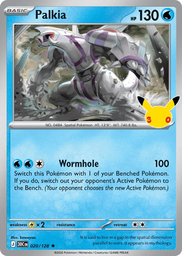 Palkia Pokemon card #20 from 30th Celebration