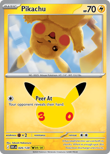 Pikachu Pokemon card #26 from 30th Celebration