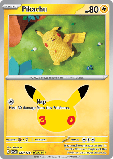 Pikachu Pokemon card #27 from 30th Celebration