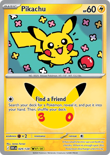 Pikachu Pokemon card #29 from 30th Celebration