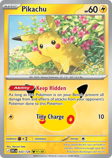Pikachu Pokemon card #33 from 30th Celebration