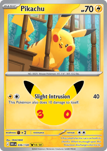 Pikachu Pokemon card #36 from 30th Celebration
