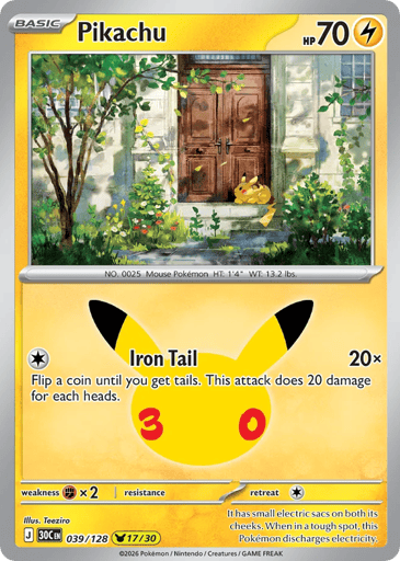 Pikachu Pokemon card #39 from 30th Celebration