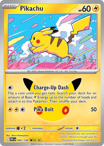 Pikachu Pokemon card #42 from 30th Celebration