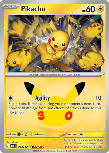Pikachu Pokemon card #44 from 30th Celebration