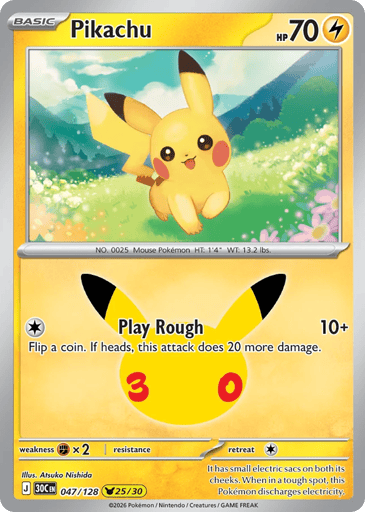 Pikachu Pokemon card #47 from 30th Celebration