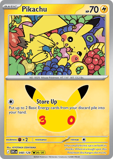 Pikachu Pokemon card #48 from 30th Celebration