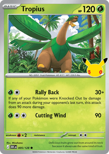 Tropius Pokemon card #5 from 30th Celebration