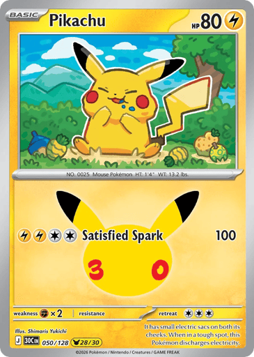 Pikachu Pokemon card #50 from 30th Celebration