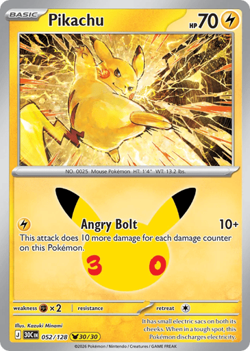 Pikachu Pokemon card #52 from 30th Celebration