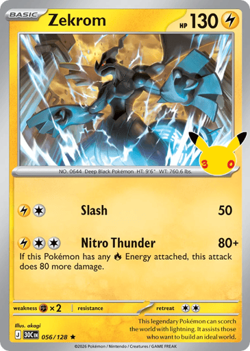 Zekrom Pokemon card #56 from 30th Celebration