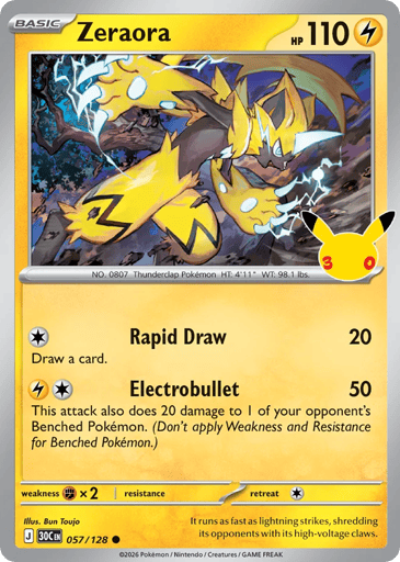 Zeraora Pokemon card #57 from 30th Celebration