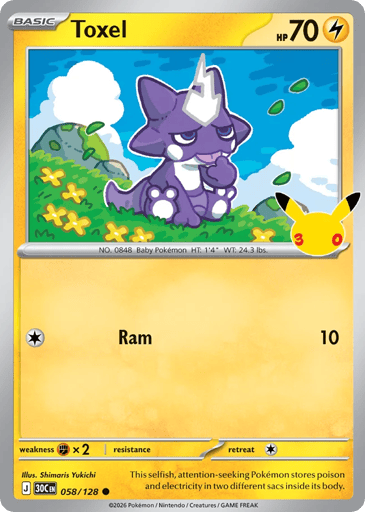 Toxel Pokemon card #58 from 30th Celebration