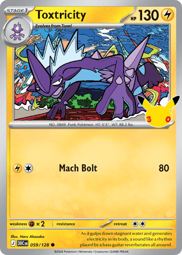 Toxtricity Pokemon card #59 from 30th Celebration