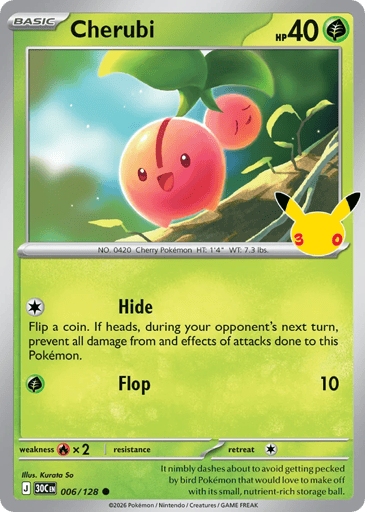 Cherubi Pokemon card #6 from 30th Celebration